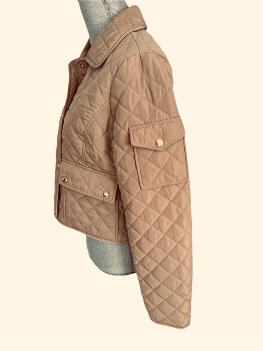 Michael Kors Beige Diamond Quilted Snap-Front  Jacket size M NWT - Picture 5 of 8